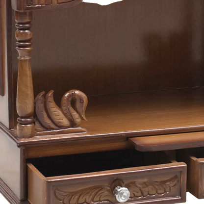 SukhatMan Medium Wall Mount Pooja Mandir without Door (Teak)