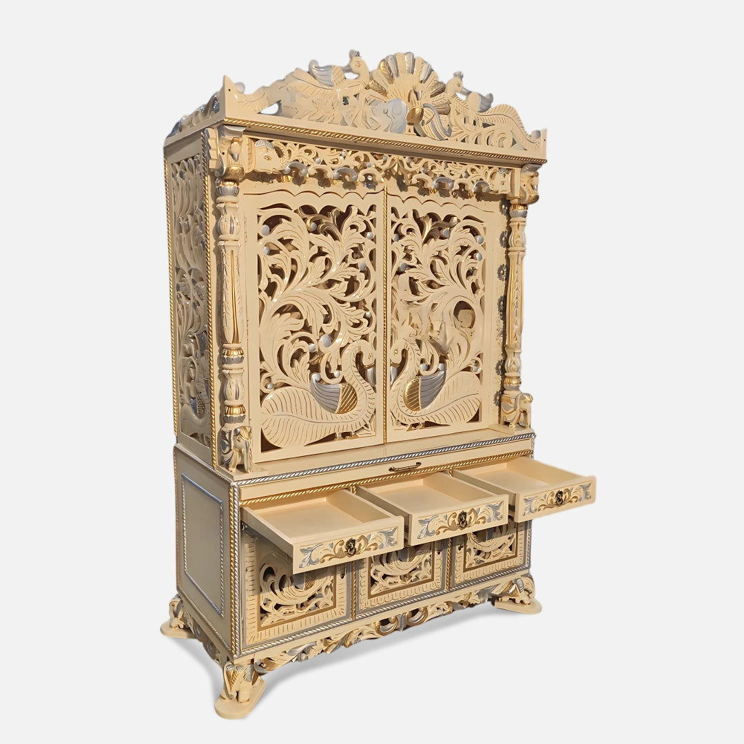 Sukriti Teak Wood Mandap (Gold) side angle 