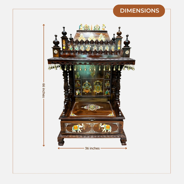 Sukrti Teak Wood Mandir (Brown) dimensions 