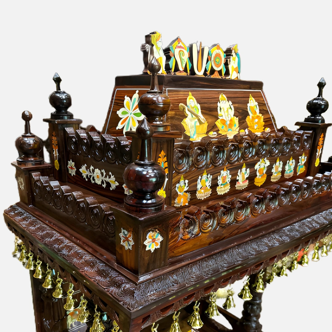 Sukrti Teak Wood Mandir (Brown) dome view  