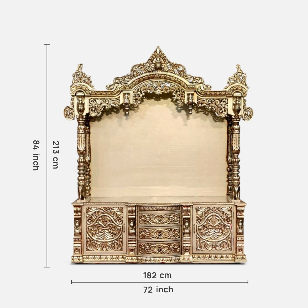  Sumukha Teak Wood Mandap (Gold) dimensions 