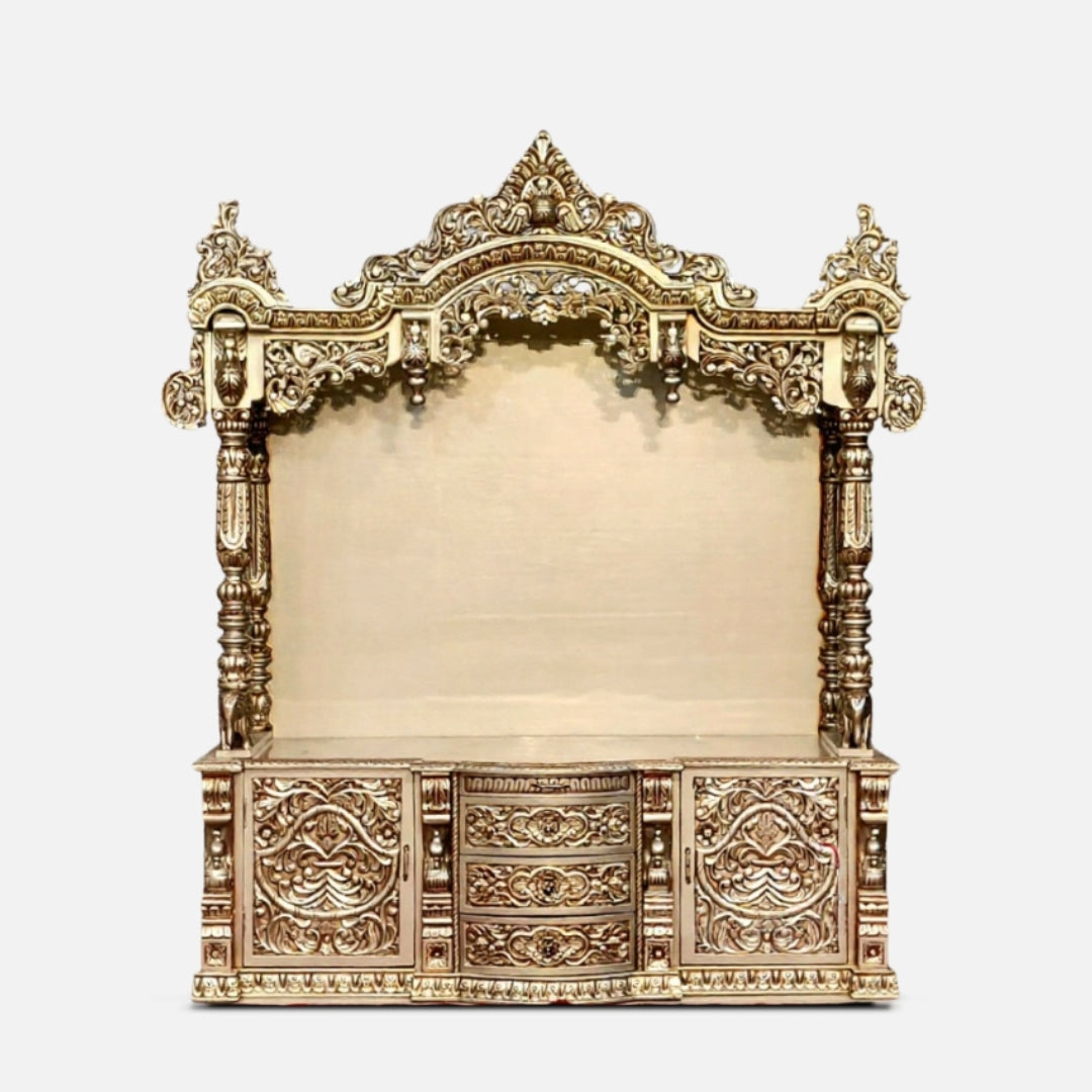 Sumukha Teak Wood Mandap (Gold) front view