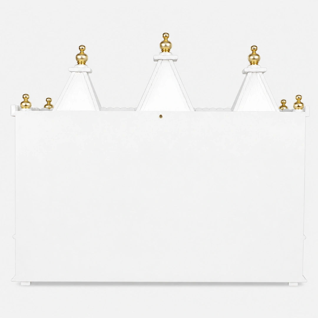Sunanda Bhawan Large Wall Mount Pooja Mandir without Door (White Gold) Back Image