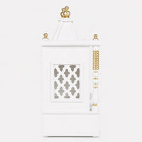Sunanda Bhawan Large Wall Mount Pooja Mandir without Door (White Gold) Side Angle