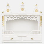 Sunanda Bhawan Medium Wall Mount Pooja Mandir without Door White Gold