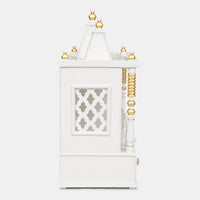 Sunanda Bhawan Medium Wall Mount Pooja Mandir without Door (White Gold) Side Angle
