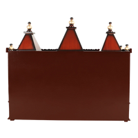 Sunanda Bhawan Large Wall Mount Pooja Mandir/Wooden temple for home in Brown Gold color back view