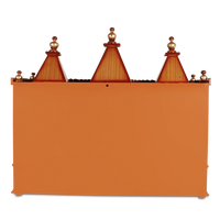 Sunanda Bhawan Large Wall Mount Pooja Mandir/Wooden temple for home in Teak Gold color back view