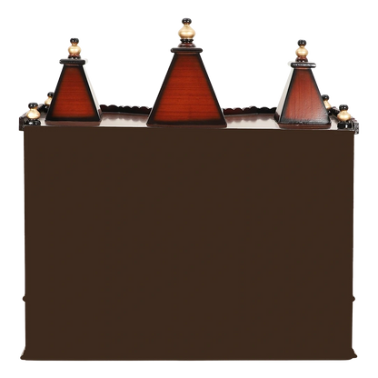 Sunanda Bhawan Medium Wall Mount Pooja Mandir/Wooden temple for home in Brown Gold color back view