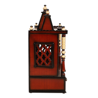 Sunanda Bhawan Medium Wall Mount Pooja Mandir/Wooden temple for home in Brown Gold color side view featuring jali design and Pillars