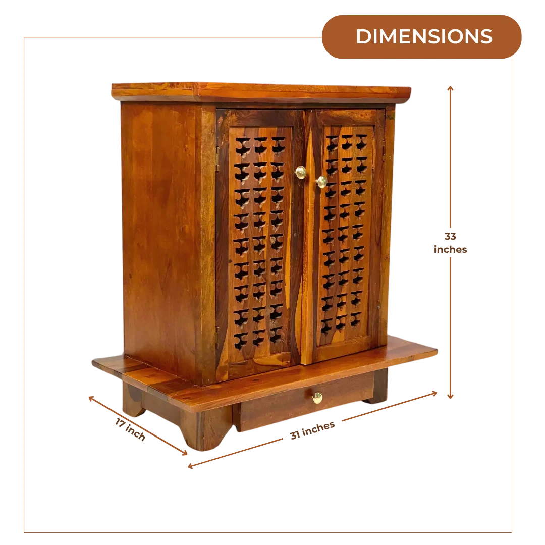 Sundaram Sheesham Wood Mandir (Teak) Dimensions