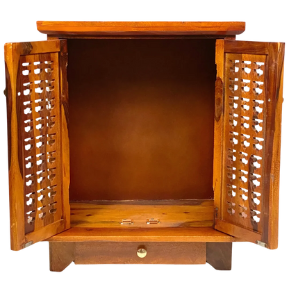Sundaram Sheesham Wood Mandir (Teak) Open Door view