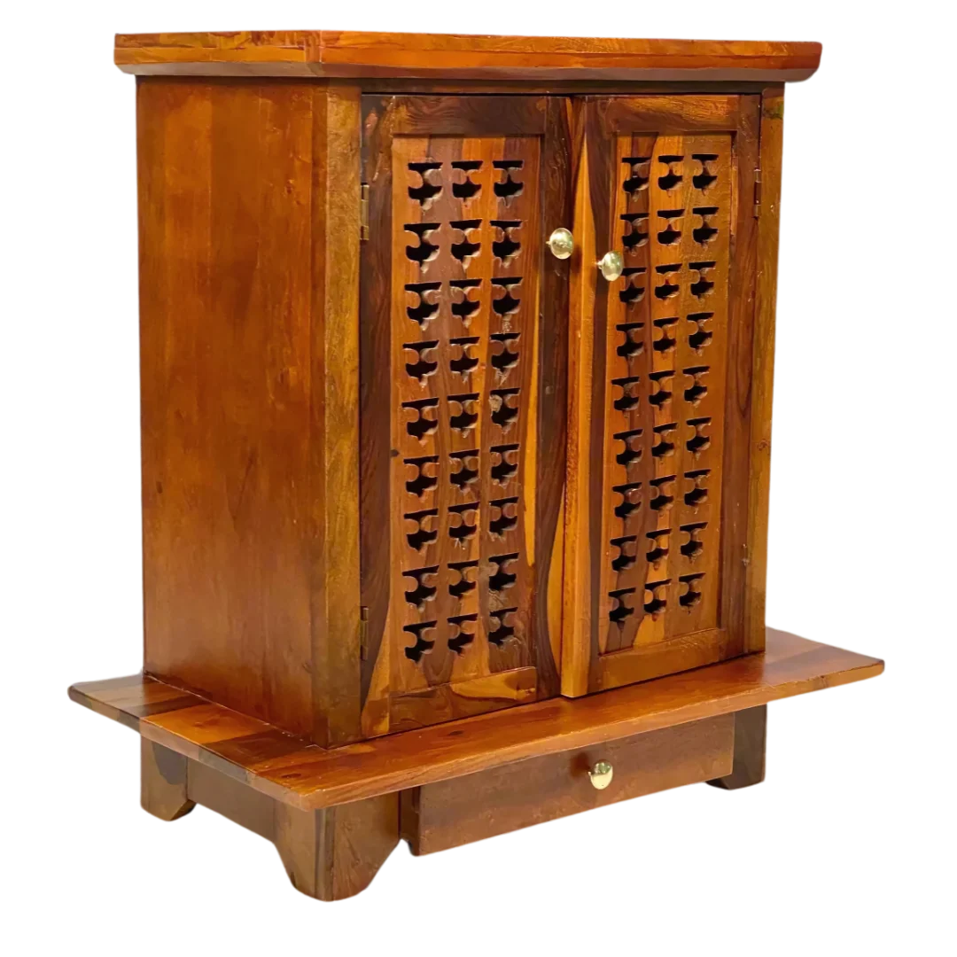 Sundaram Sheesham Wood Mandir (Teak) Side Angle 