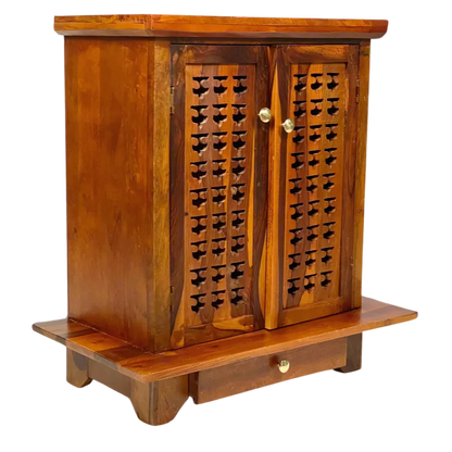 Sundaram Sheesham Wood Mandir (Teak) Side Angle 