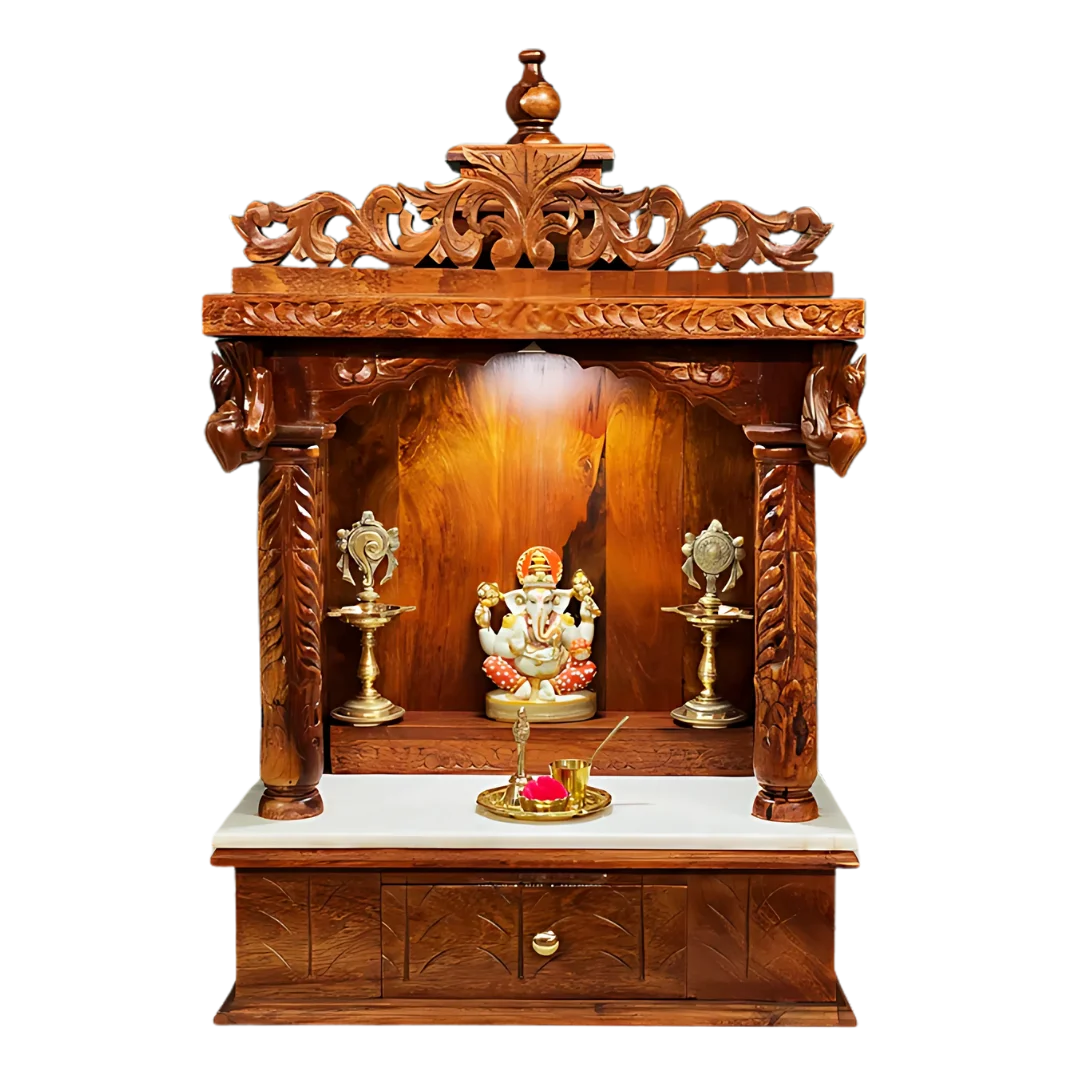 Suprabha Sheesham Wood Mandir (Teak) Front View