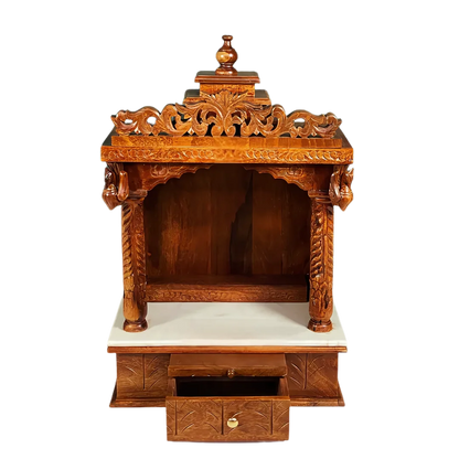 Suprabha Sheesham Wood Mandir (Teak) Open Drawer view