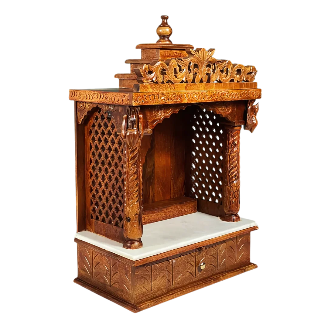 Suprabha Sheesham Wood Mandir (Teak) Side Angle 
