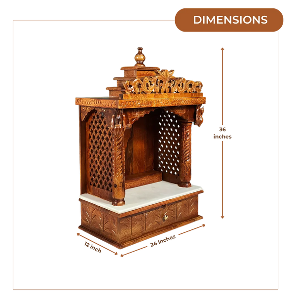 Suprabha teak Wood Mandir (Teak) Dimensions