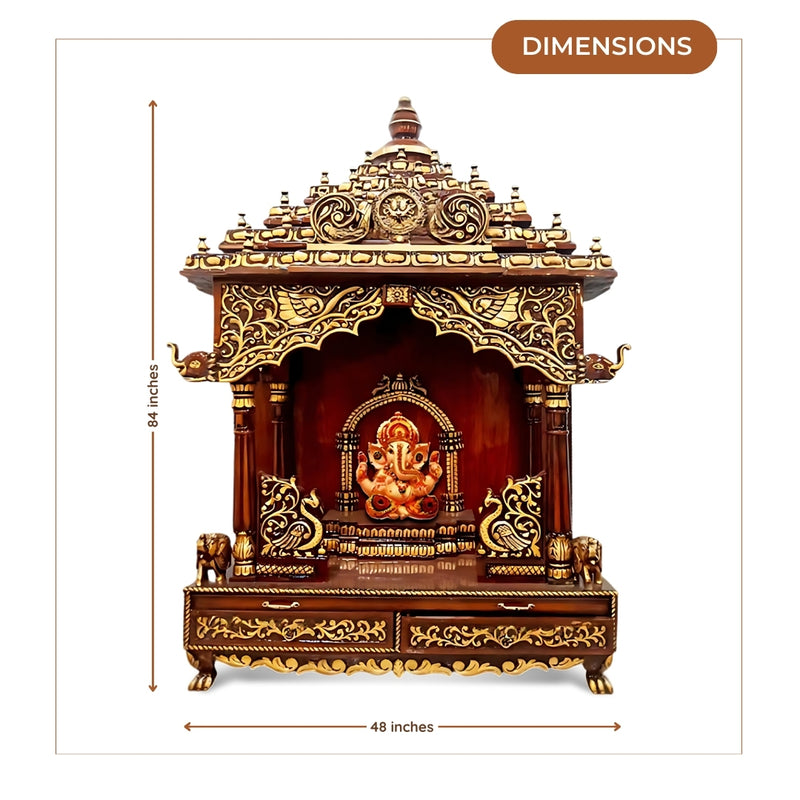 Suprita Teak Wood Mandap (Cherry Gold) dimensions 