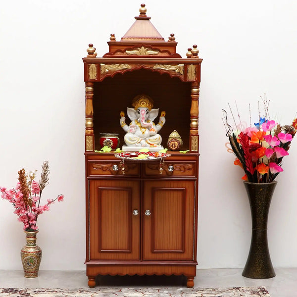 Suramya Floor Rested Pooja Mandap (Teak) lifestyle view