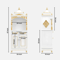 Suramya Floor Rested Pooja Mandap (White Gold) Dimensions