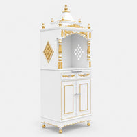 Suramya Floor Rested Pooja Mandap (White Gold) Side View