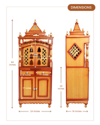 Suramya Floor Rested Pooja Mandap with Door (Teak Gold) dimensions