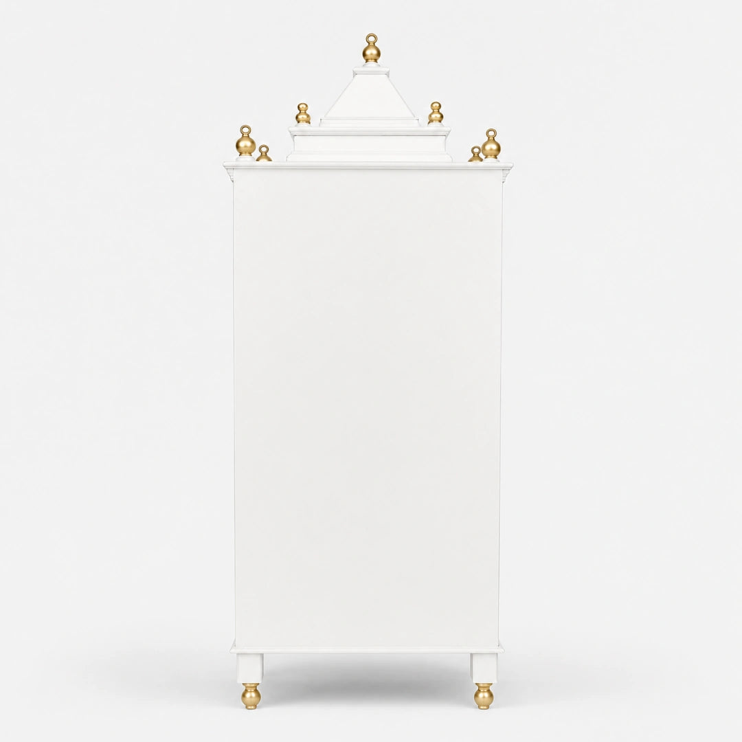 Suramya Floor Rested Pooja Mandap with Door (White Gold) Back view