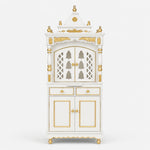 Suramya Floor Rested Pooja Mandap with Door White Gold