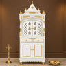 Suramya Floor Rested Pooja Mandap with Door (White Gold)