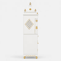 Suramya Floor Rested Pooja Mandap with Door (White Gold) Side Angle