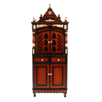 Suramya Floor Rested Pooja Mandir/Wooden temple with doors for home in Brown Gold color front view