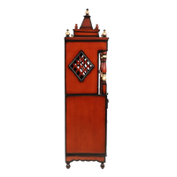 Suramya Floor Rested Pooja Mandir/Wooden temple with doors for home in Brown Gold color side view featuring jali design and Pillars