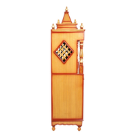 Suramya Floor Rested Pooja Mandir/Wooden temple with doors for home in Teak Gold color side view featuring jali design and Pillars
