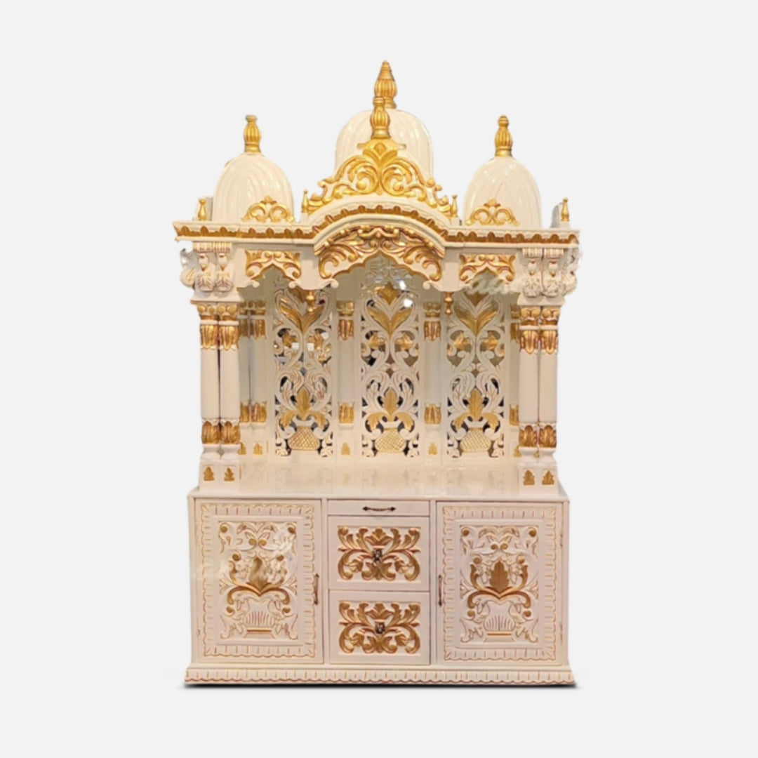 Suryansh Teak Wood Mandap White Gold