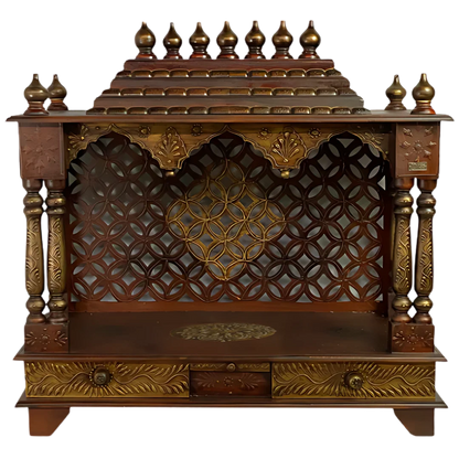 Suvarnya Sheesham Wood Mandir (Brown) Front view