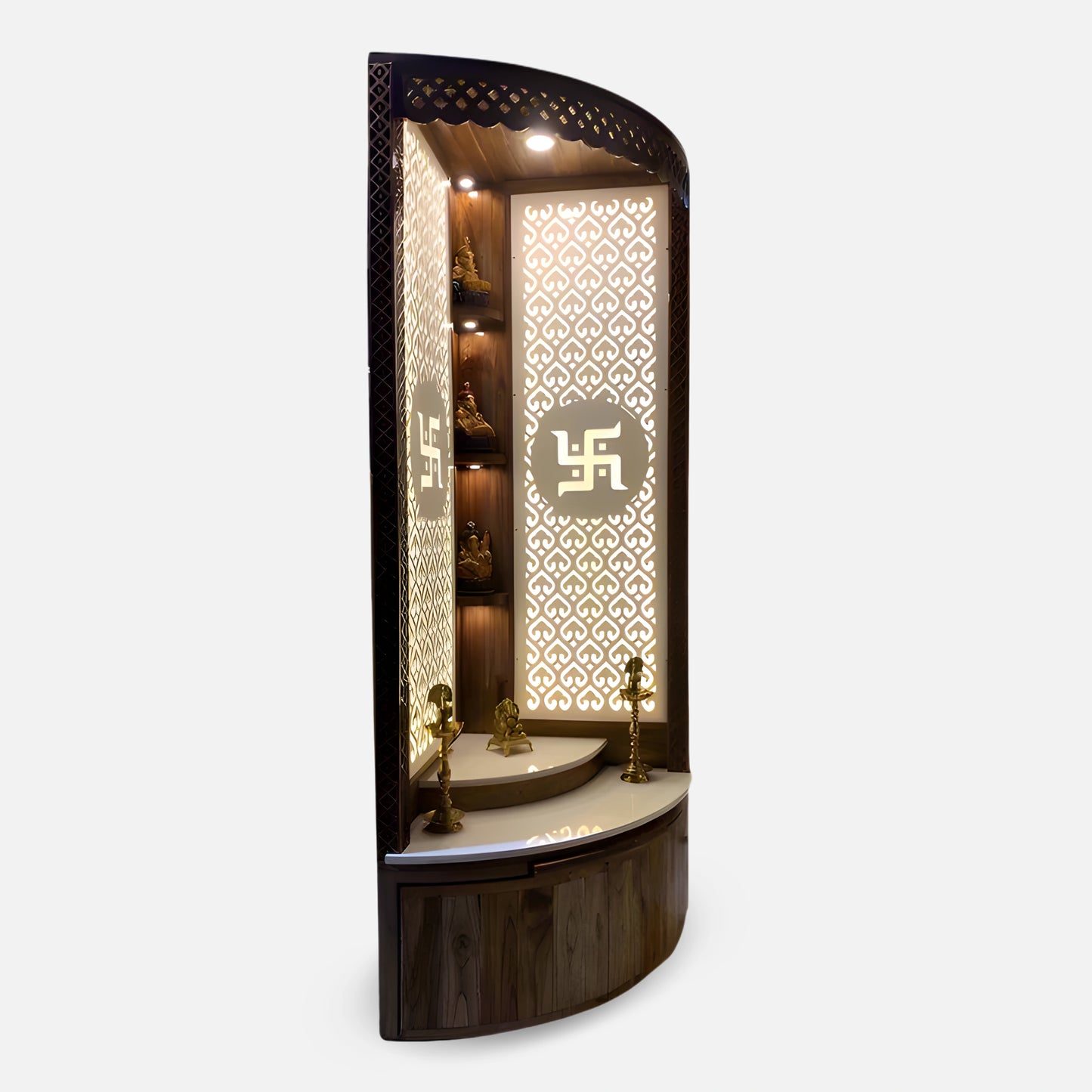 Suvratam Teak Wood Mandap (Brown) front view