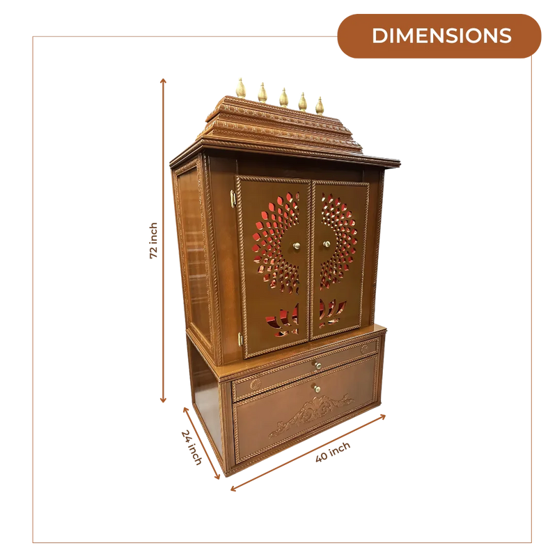Swarnika Teak Wood Mandap (Caramel Brown) dimensons