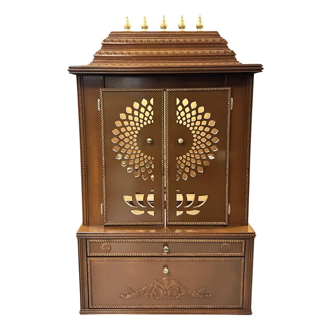 Swarnika Teak Wood Mandap Caramel Brown with Door