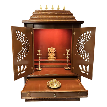 Swarnika Teak Wood Mandap (Caramel Brown) open door view