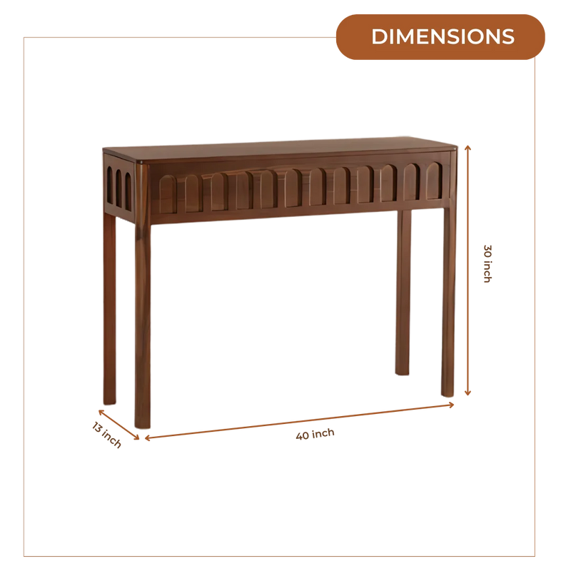 Taksha Solid Wood Console Table (Teak) Dimensions