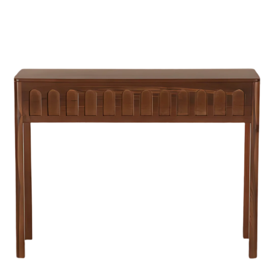 Taksha Solid Wood Console Table (Teak) Front View