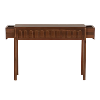 Taksha Solid Wood Console Table (Teak) Open Drawer Front View