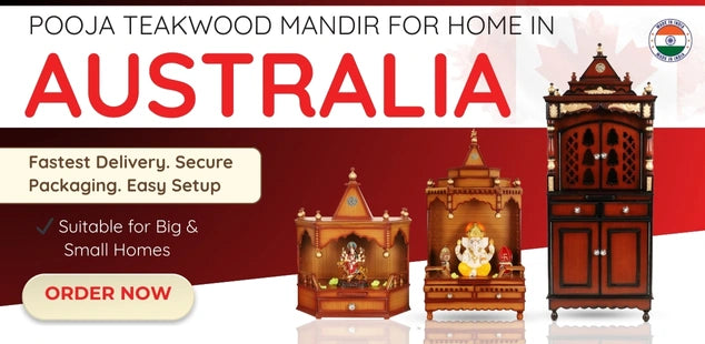 Teak Wood Mandir in Australia banner 