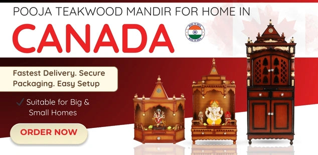 Teak Wood Mandir in Canada banner 
