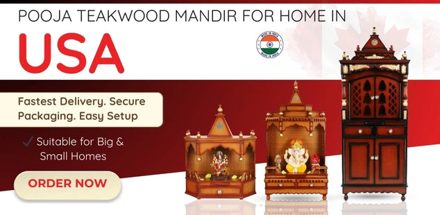 Teak Wood Mandir in USA banner 
