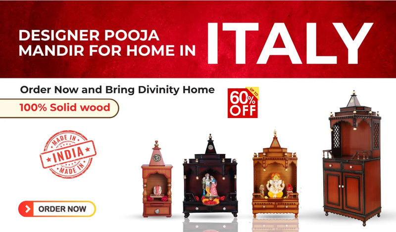 Teakwood Pooja Mandir for Home in Italy