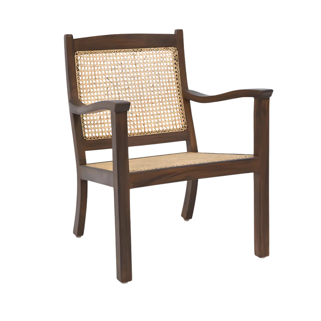 Terra Teak Wood Cane Chair Side view