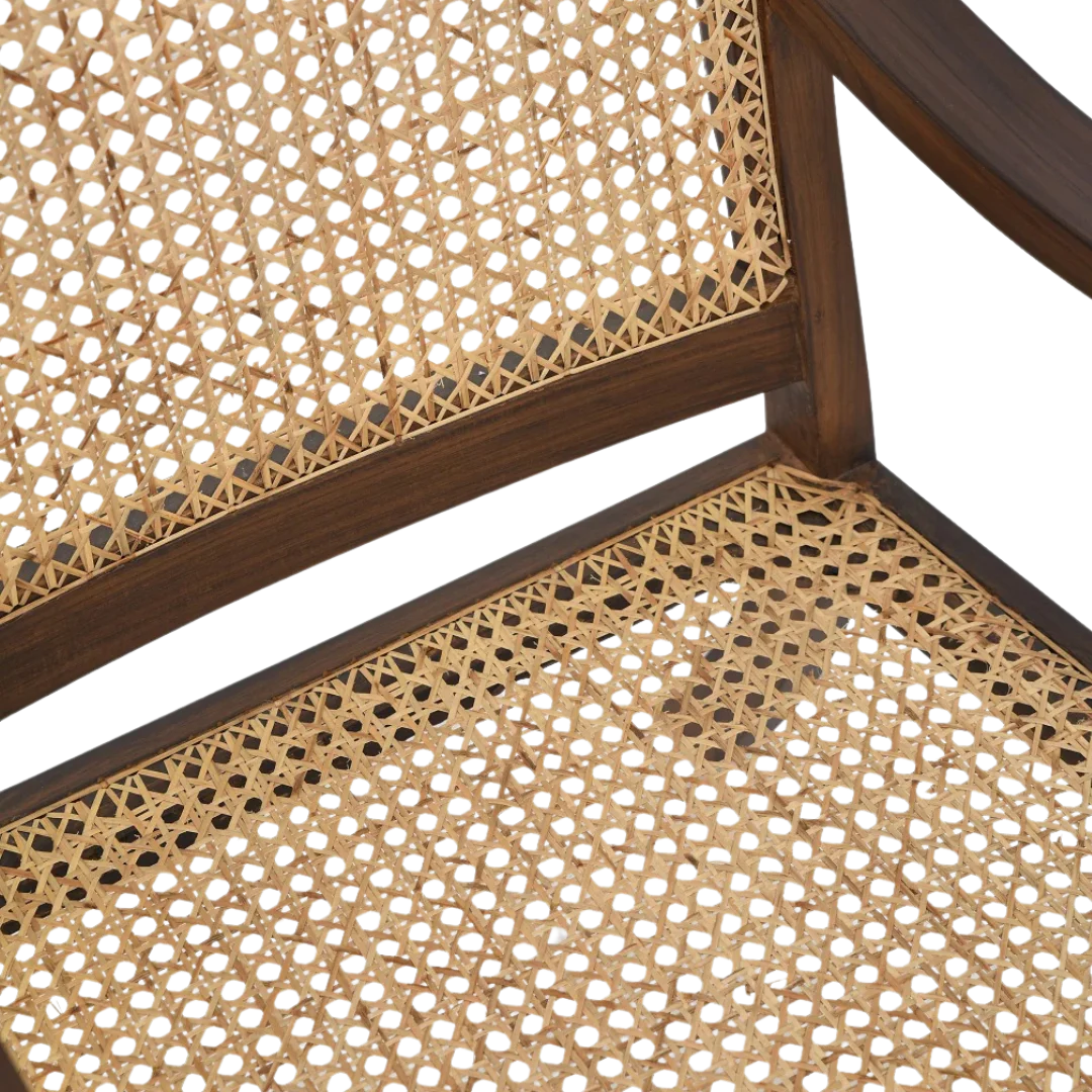 Terra Teak Wood Cane Chair zoom view