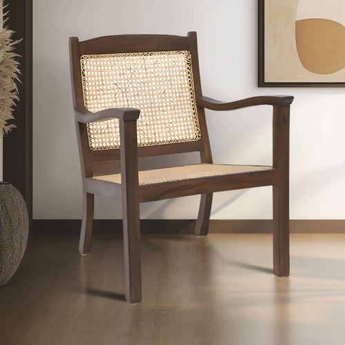 Terra Teak Wood Cane Chair (Brown)